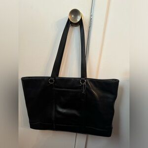 Coach black leather tote bag